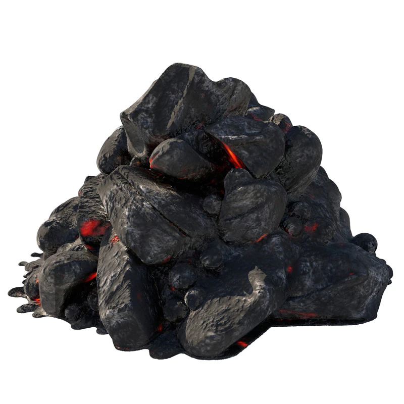 Lit coal pile 3D Model .c4d .max .obj .3ds .fbx .stl .blend