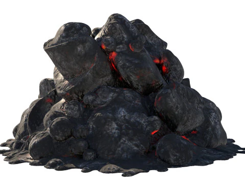 Lit coal pile 3D Model