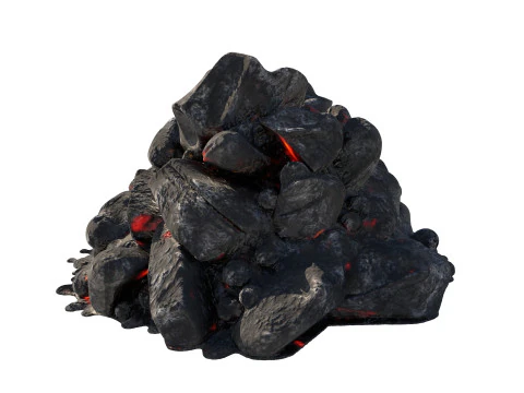 Lit coal pile 3D Model