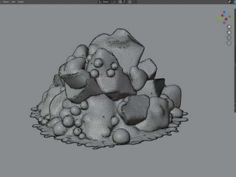 Lit coal pile 3D Model