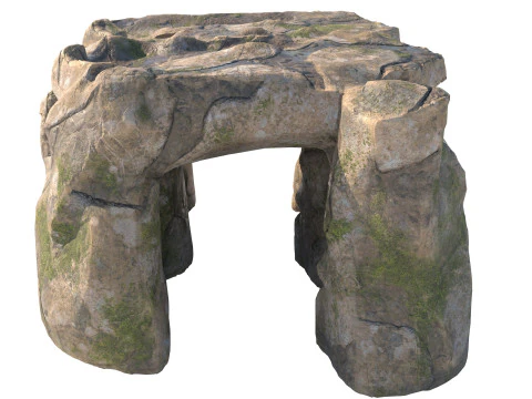 Ingresso della grotta di roccia muschiosa Modello 3D