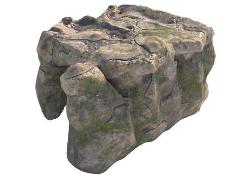 Ingresso della grotta di roccia muschiosa Modello 3D