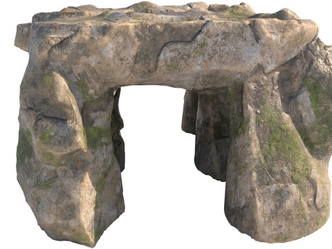 Pintu masuk gua batu lumut Model 3D