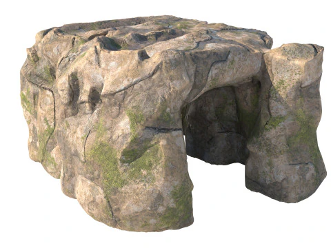 Ingresso della grotta di roccia muschiosa Modello 3D