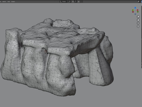 Pintu masuk gua batu lumut Model 3D