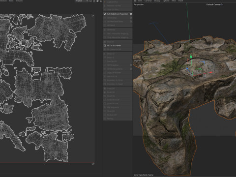 Pintu masuk gua batu lumut Model 3D