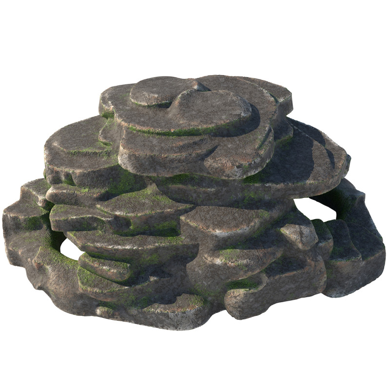 Moss rock steps 3D Model .c4d .max .obj .3ds .fbx .stl .blend 