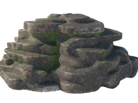 Moss rock steps 3D Model