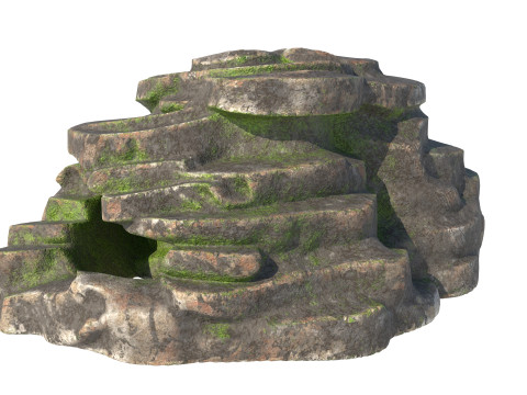Moss rock steps 3D Model