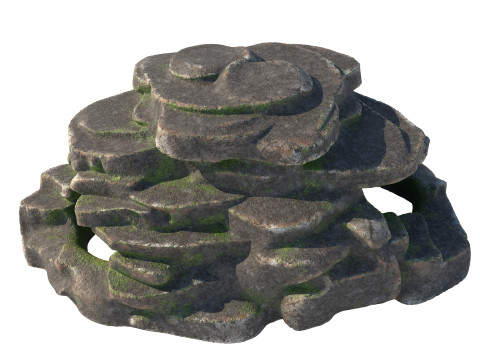 Moss rock steps 3D Model