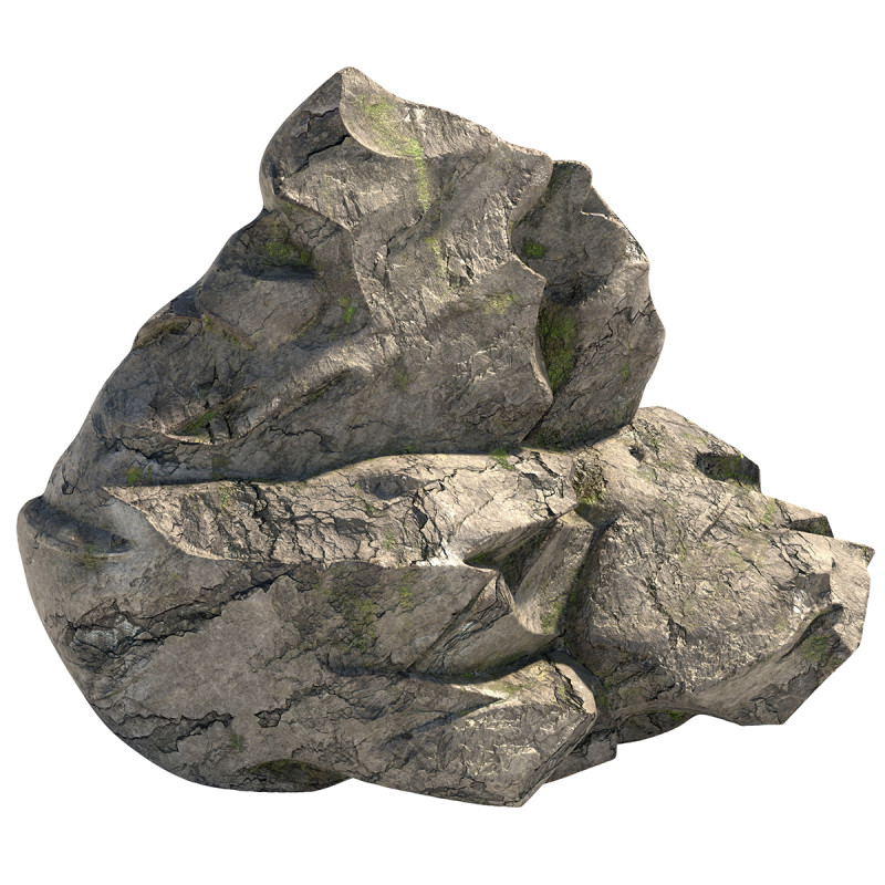Sharp mossy rock Model 3D .c4d .max .obj .3ds .fbx .stl .blend 