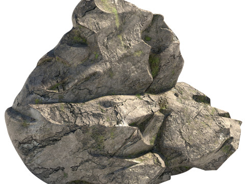 Sharp mossy rock 3D Model