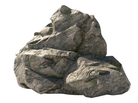 Sharp mossy rock Model 3D