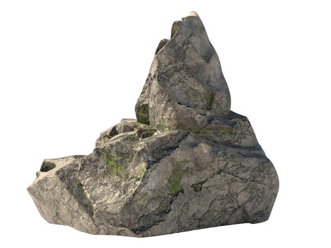 Sharp mossy rock Model 3D