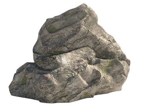 Sharp mossy rock Model 3D