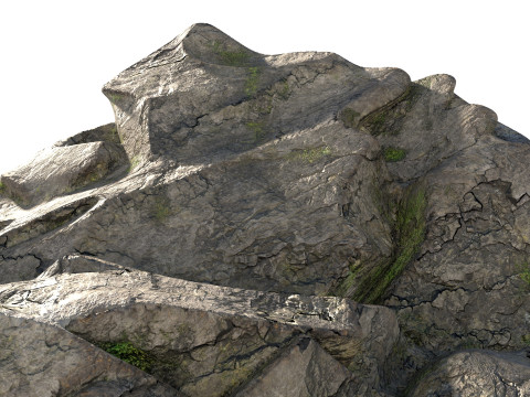 Sharp mossy rock Model 3D