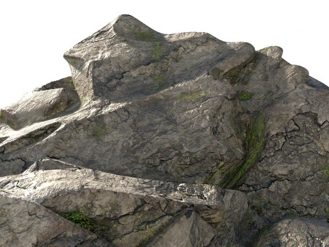 鋭い苔むした岩 3Dモデル