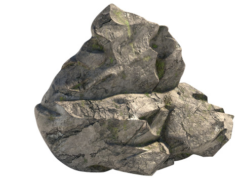 Sharp mossy rock Model 3D