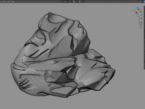 鋭い苔むした岩 3Dモデル