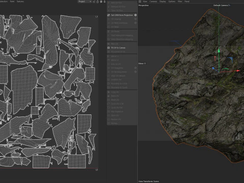 鋭い苔むした岩 3Dモデル