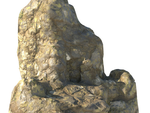 Wet grass rock cliff 3D Модель