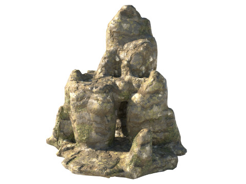 Wet grass rock cliff 3D Модель