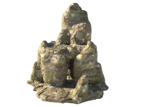 Scogliera rocciosa di erba bagnata Modello 3D