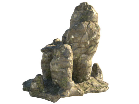 Scogliera rocciosa di erba bagnata Modello 3D