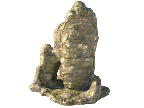 Scogliera rocciosa di erba bagnata Modello 3D