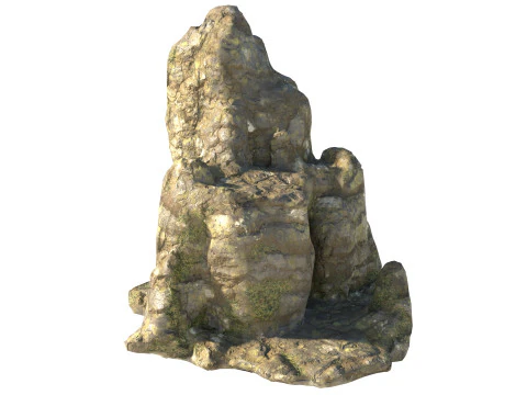 Scogliera rocciosa di erba bagnata Modello 3D