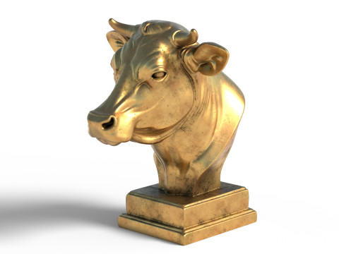 Cow bust statue Model 3D