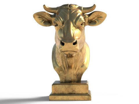 Cow bust statue Model 3D