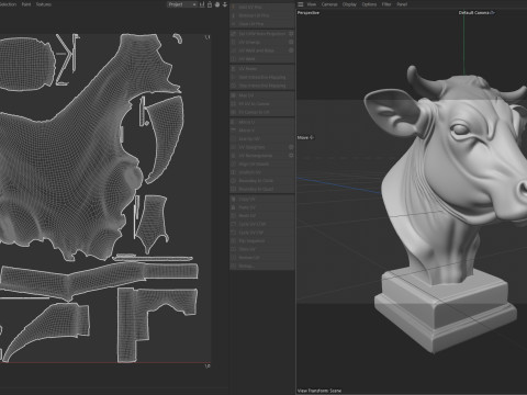 Cow bust statue Model 3D