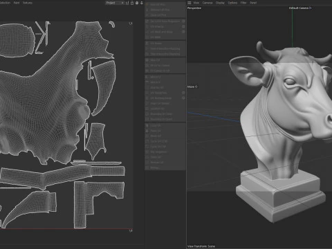 Cow bust statue 3D Model