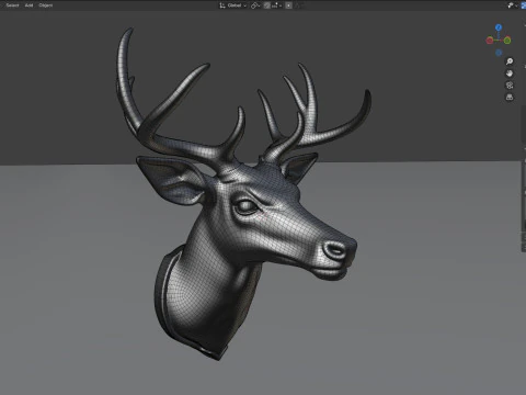 사슴 머리 흉상 동상 3D 모델