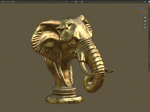 Elephand head bust statue 3D Model
