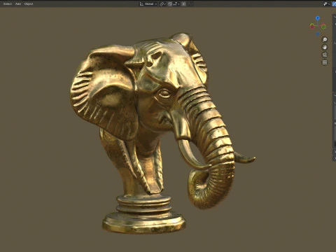 Statua del busto della testa di elefante Modello 3D