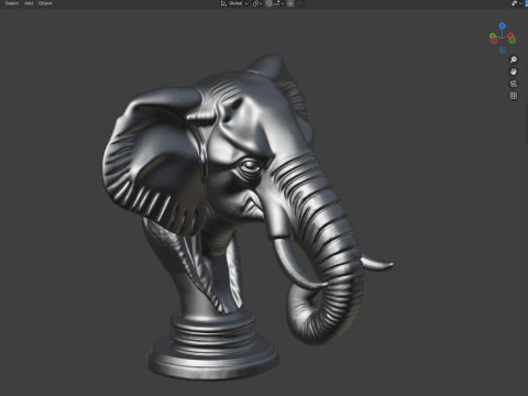 Statua del busto della testa di elefante Modello 3D