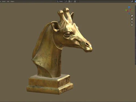 Giraffe head bust statue 3D Model