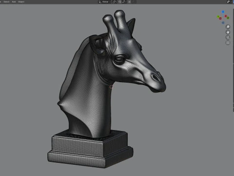 Giraffe head bust statue 3D Model