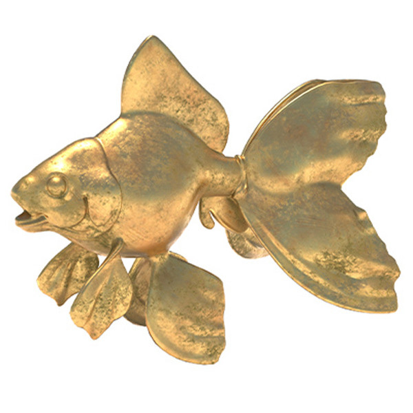 Gold fish metal statue Modello 3D .c4d .max .obj .3ds .fbx .stl .blend 