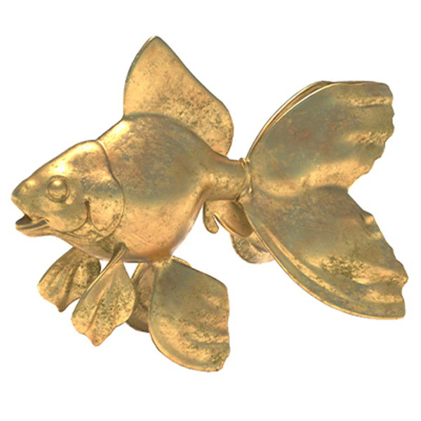 Gold fish metal statue 3D Model .c4d .max .obj .3ds .fbx .stl .blend 