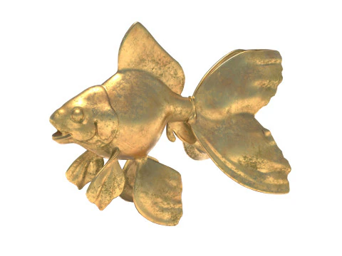 Gold fish metal statue 3D Model