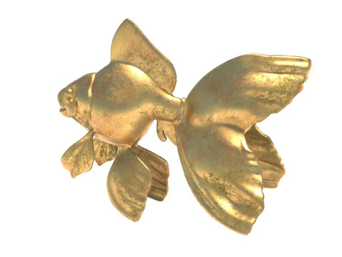 Gold fish metal statue 3D Model
