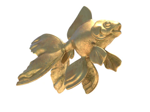 Gold fish metal statue 3D Model