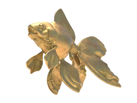 Gold fish metal statue Modello 3D