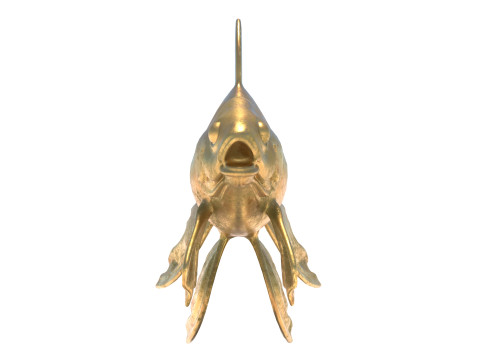 Gold fish metal statue Modello 3D