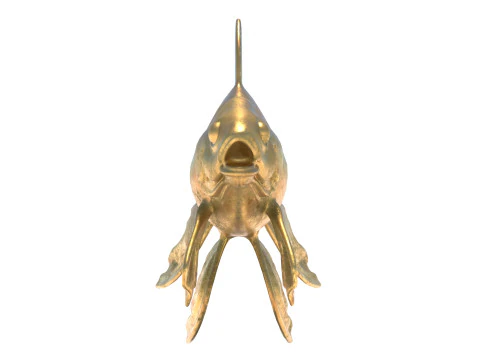 Gold fish metal statue 3D Model
