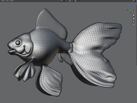 Gold fish metal statue Modello 3D