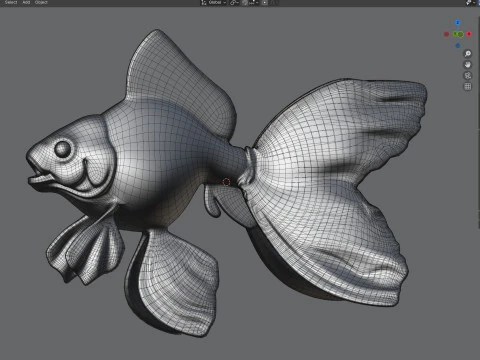 Gold fish metal statue 3D Model